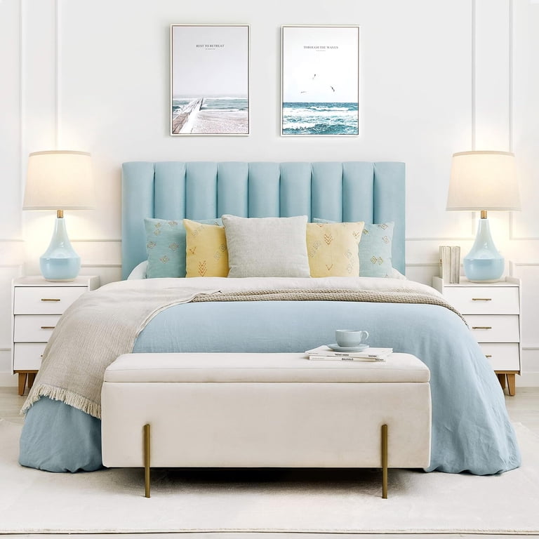 Ceramic Table Lamp Set of 2, Sky Blue with LED Bulbs photo 7