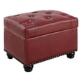 thumbnail image 3 of Pouf de Rangement Designs4Comfort 5e Avenue en Simili Cuir Boutonné Rouge, 3 of 4