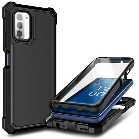 Nagebee Phone Case Compatible for Nokia G310 5G with [Built-in Screen Protector] Full-Body Protective Shockproof Rugged Bumper (Black)