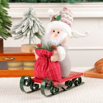 Sled Santa Christmas Decorations,Sitting Plush Santa with Sleigh,Stuffed Santa Claus Tabletop Christmas Home Decor,Indoor Xmas Tomte Gnome Ornaments,Party Holiday Decoration