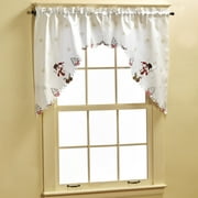 Winter Holiday Snowman Pattern Window Swag Pair with Sewn-In Rod Pocket