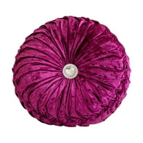 XIA0LE Halloween Decorative Round Pleated Throw Pillows, 14.5" Classy Accent Pumpkin Throw Pillows With Center Button, Vintage Velvet Floor Pillows For Sofa Vanity Chair Bed,Purple