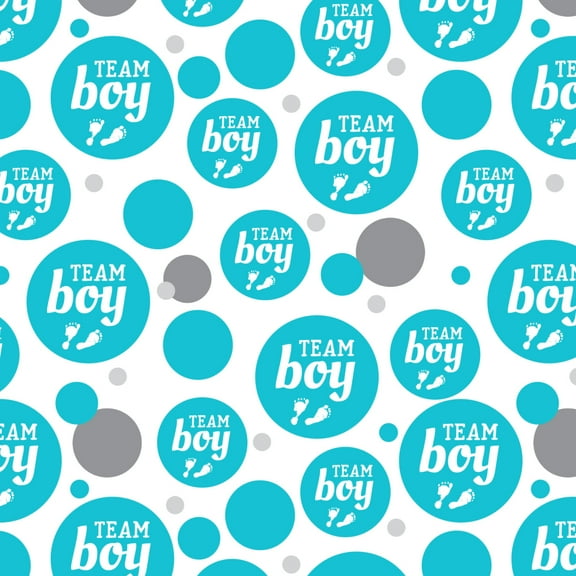 Team Boy Baby Blue Footprints Premium Gift Wrap Wrapping Paper Roll