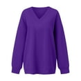 thumbnail image 4 of Resicozy Oversized V Neck Sweatshirt Women Casual Pullover Sweaters Cute Long Sleeve Plain Sweat Shirts Y2k Tops Purple M, 4 of 6