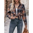 thumbnail image 5 of Arvbitana Women's Casual Loose Plaid Shirt Long Sleeve Lapel Button Blouses Spring Autumn Fashion Tops for Daily Streetwear S M L XL XXL, 5 of 7