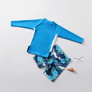 Boys Two Piece Rash Guard Swimsuits Kids Long Sleeve Sunsuit Swimwear Sets