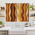 thumbnail image 2 of Burnt Orange Ombre Kitchen Curtains 63 Inch Length, Abstract Art Moire Ocean Waves Grommet Top Bedroom Living Room Curtains, Light Filtering Cafe Curtain Drapes 2 Panels Set 104''x63'', 2 of 9