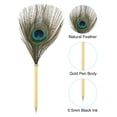 thumbnail image 4 of Bolígrafos de pluma de pavo real Uxcell, soporte de metal, bolígrafo de tinta negra con 5 recargas para oficina, boda, dorado, 4 of 7