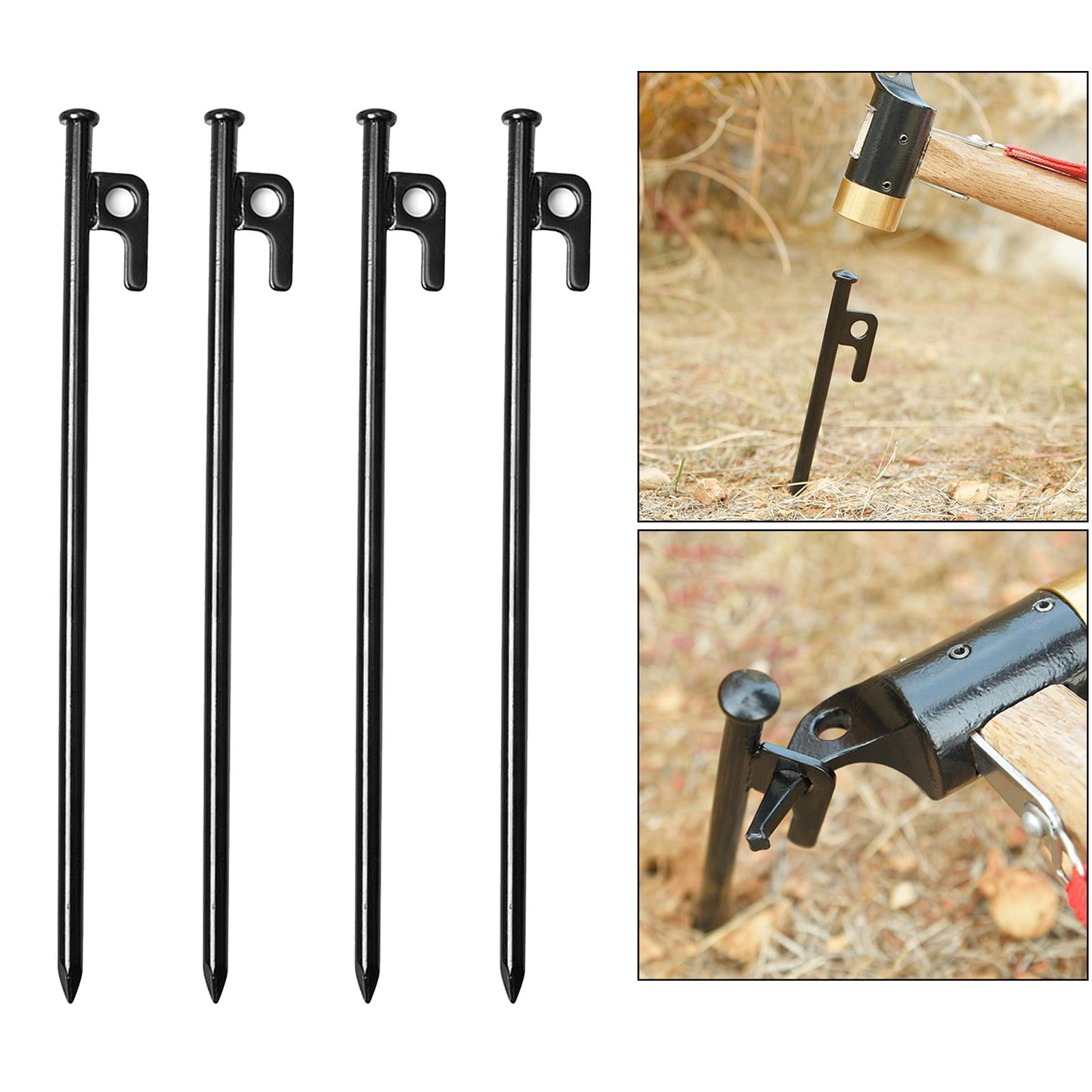 4 Packung Multiuse Heavy Duty Tent Stakes Metal Awning Anchor Tarp Pegs Canopy Nails for Outdoor Camping Hiking Trip 30cm