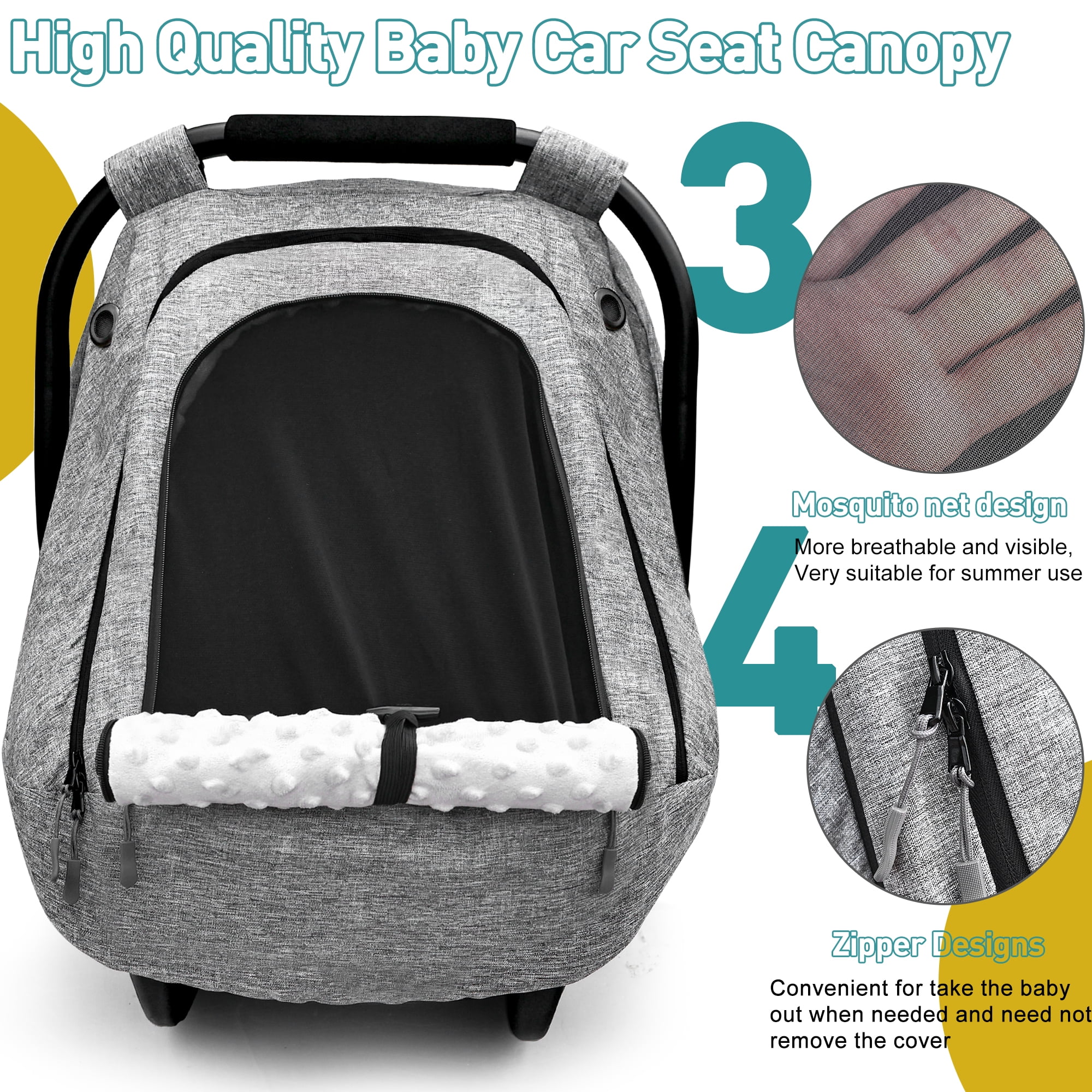 Baby Car Seat Cover for Babies,Patented Waterproof Baby Car Seat Cover for Boys & Girls,Infant Car Seat Cover Canopy for Girls,Windproof Car Seat Canopy for Boys, Keeps Babies Warm and Cozy (Gray)