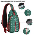 thumbnail image 2 of Sling Backpack,Green Christmas Tree and Snow Pattern Crossbody Bag with Water Bottle Holder,Waterproof Sling Bag for Men/Women with Chest Phone Holder for Hiking,Travel, 2 of 6