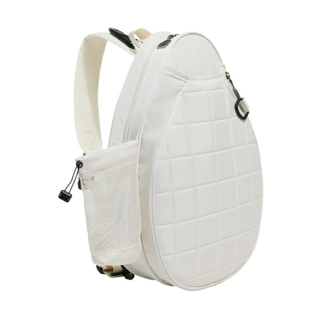 DYNWAVECA Tennis Racket Shoulder Bag Badminton Racket Bag Waterproof Carry Bag Pickleball Racket Storage Outdoor Zipper Tennis Tote Bag White