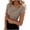 Khaki, variant on Women's Short Sleeve Shirts Irregular Neck Slim Fitted Casual Tops Summer Fashion Dressy Beach Tops