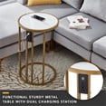 thumbnail image 3 of Annabel End Table White with Faux Marble Veneer Top Gold Metal Base, 3 of 8