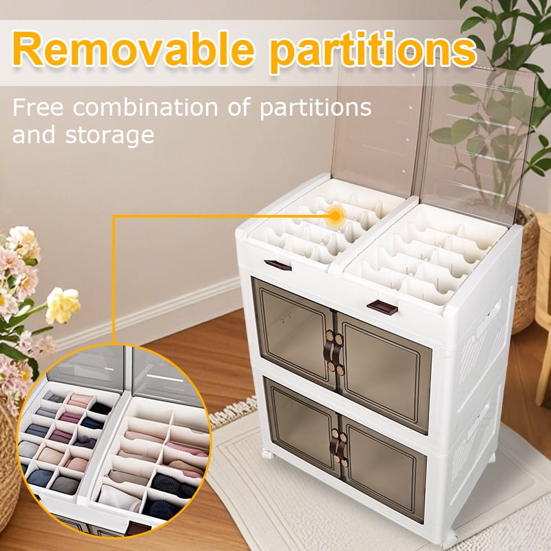4-Tier Storage Cabinet with Wheels - Slim File Cabinet & Bathroom Floor Organizer for Toilet Paper, Towels, Snacks | Kitchen & Home Use