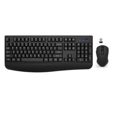 EDJO Wireless Keyboard and Mouse Combo, 2.4G Full-Size Ergonomic Keyboard with Wrist Rest and 3 DPI Levels Mouse, for Windows, Mac, Desktop, Laptop, PC