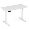 thumbnail image 2 of Finihen Electric Standing Desk with 3 Memory Height Settings and 2 Hanging Hooks and Cable Management, Small Home Office Desk Study Writing Table, White, 2 of 10