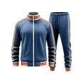 thumbnail image 2 of Men's Winter 2-Piece Casual Set, Fleece Baseball Jacket and Pants, Warm Sportswear Outfit For Cold Weather Outdoor Activities,Blue,XL, 2 of 9
