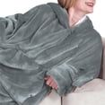 thumbnail image 1 of Sudadera con Capucha Tipo Manta para Mujer, de Forro , Cálida y Acogedora, con Bolsillo. Gris Normal Talla Única, 1 of 7