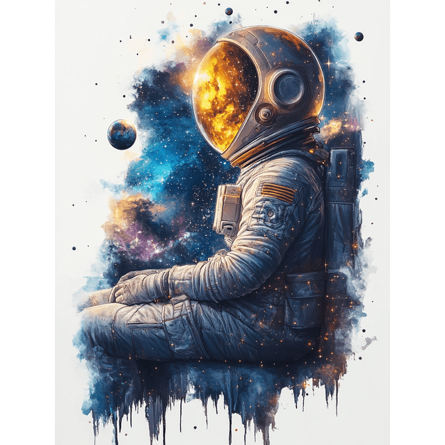 Qisvanset 12x16 Inch Astronaut Planet Space Canvas Wall Art, Fun Cosmic Art Decor for Kids Nursery Bedroom