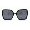 thumbnail image 2 of Lion Emblem Diva Oversize Rectangle Butterfly Luxury Fashion Sunglasses Black Gold - Black, 2 of 4