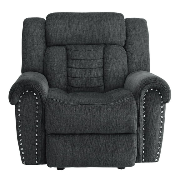 OakvillePark Darien Fabric Upholstered Glider Reclining Chair, Charcoal Gray