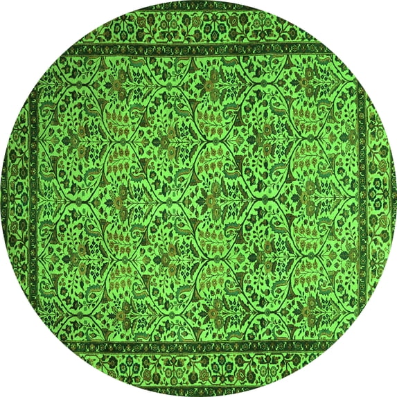 Ahgly Company Indoor Round Persian Green Traditional Area Rugs, 4' Round
