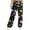 Black, variant on Bibifish Womens Pants Multicolor Dinosaur Silhouette Print Drawstring Waist Breathable Pants Casual Home Wear Pants With Side Pocket