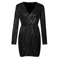 thumbnail image 4 of haxmnou women mini dress sequin glitter bodycon dress evening party gown black l, 4 of 5