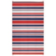 thumbnail image 1 of 9 x 18 ft (actual size) plastic area rug in red, dark blue, y blanca - rectangular, geometric moderno design para beach front, porches, patio, picnic, rv, camping, y garage, 1 of 10