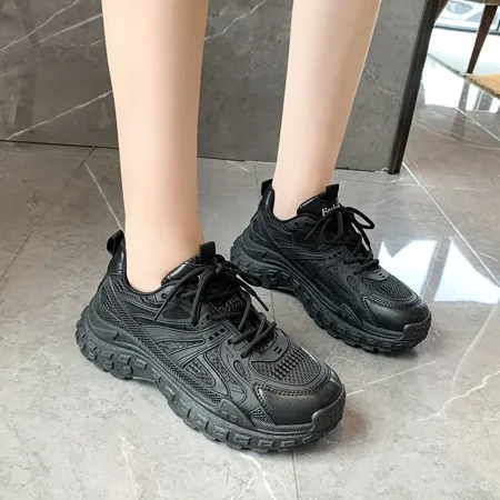 

Women‘s Breathable Mesh Chunky Sneakers Casual Lace Up Low Top Running Shoes Women‘s Footwear
