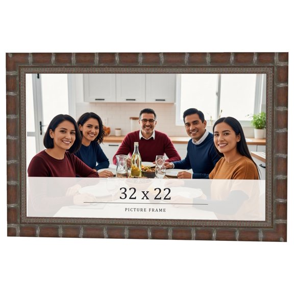32x22 Dark Brown Bamboo Real Wood Picture Frame Width 1.5 inches | Interior Frame Depth 0.5 inches