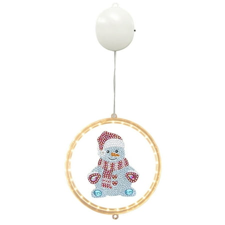 

Heiheiup Small Night Light Painting Christmas Bell Window Decoration Round Light DIY Point Drilling Cartoon Bedroom Led Light Christmas Decorations Set