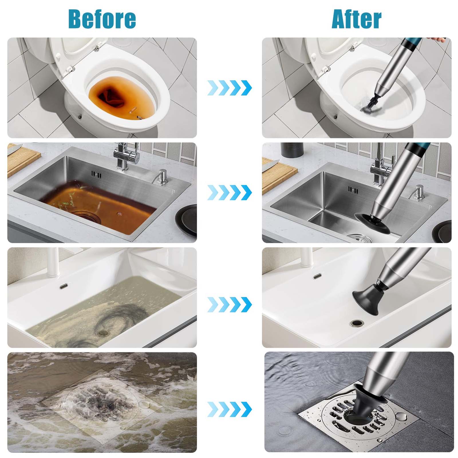ZEKURAPA Air Drain Blaster Toilet Plunger with Pressure Display photo 7