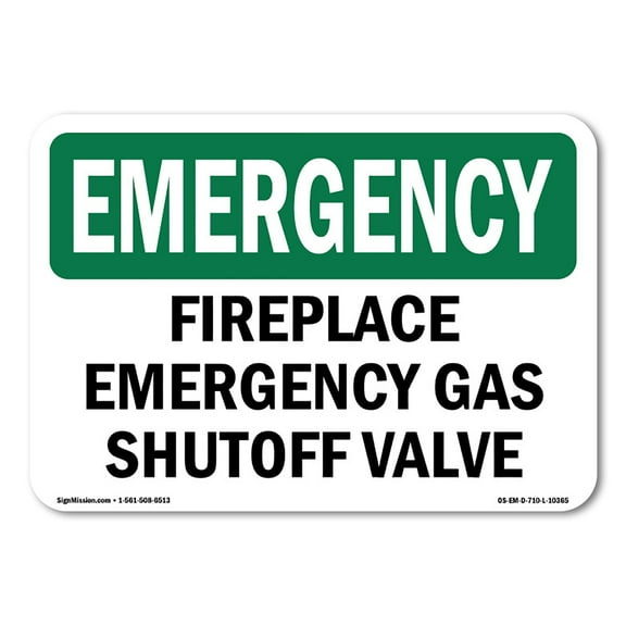 OSHA EMERGENCY Sign - Fireplace Gas Shutoff Valve | Plastic Sign | Protect Your Business, Construction Site, Warehouse & Shop Area | Made in the USA