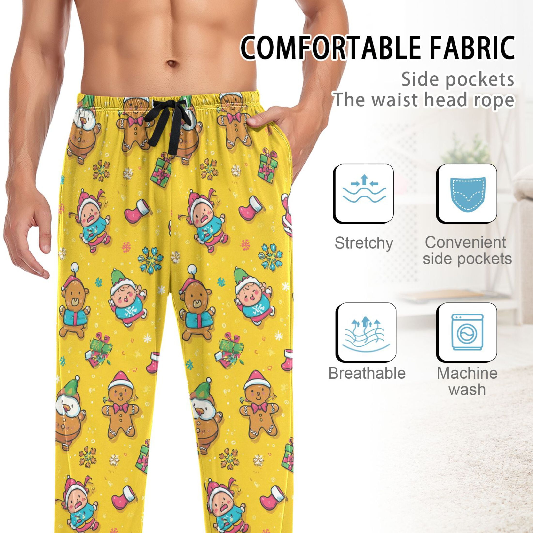 Matching Pajamas for Couples Santa Claus Elves and Gingerbread Men His and Hers Pajamas Sets Soft Long Sleeve Sleepwea