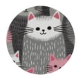 thumbnail image 2 of Awypu  Cute Cats Kittens Round Tablecloth with Elastic Edged Animals Fitted Table Cloths Cover Mat Washable Polyester Spill Proof Table Covers for Indoor outdoor Dinning Patio Table  White, 2 of 7
