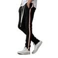 thumbnail image 3 of Ma Croix Mens Tri Color Stripe Zipper Pants Three Tone Skinny Fit Elastic Athletic Training Bottom, 3 of 6