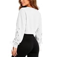 thumbnail image 6 of HAiming Cropped Sweatshirts for Women Long Sleeve Bow Scoop Neck Trendy Shirts Fall Winter Casual Going out Tops, 6 of 9