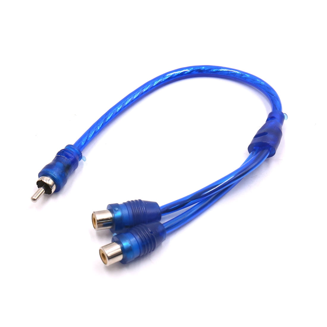 2Pcs Blue Female to Male RCA Splitter Adapter Car Audio Stereo Y Cable