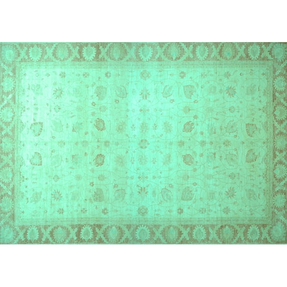 Ahgly Company Indoor Rectangle Oriental Turquoise Blue Traditional Area Rugs, 8' x 10'