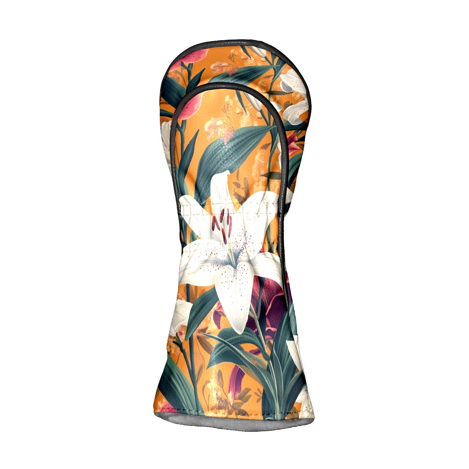Golf Club Covers PU Leather Waterproof Head Covers for Fairway Woods Hybrids Lily Orchid Flowers