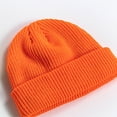 thumbnail image 3 of Bpyeka Unisex Solid Waffle Knit Cuffed Beanie Hat, Thick Warm Windproof Winter Outdoor Ear Protection Skull Cap Free Size, Orange, 3 of 3