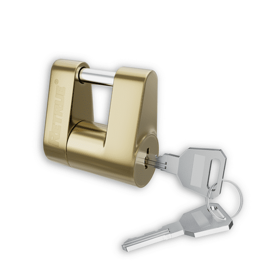 RETRUE Trailer Tongue Coupler Lock, Trailer Hitch Lock,Dia 1/4 Inch, 3/4 Inch Span for Tow Boat RV Truck Car's Coupler, Gold