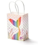 Rectangle Foldable Creative Kraft Paper Gift bag with Handle Wedding Favor bag Mermaid Pattern 15x11x0.15cm Paper