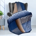 thumbnail image 3 of Letter M Throw Blanket, Gradient Colors and Curvy Leafs Stylish ABC with Abstract and Modern Art, Flannel Fleece Accent Piece Soft Couch Cover for Adults, 50" x 60", Night Blue Eggshell, by Ambesonne, 3 of 4