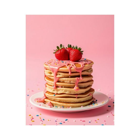 Paint By Numbers Kit for Adults Beginner - Strawberry Pancakes Pink Drizzle DIY Canvas Painting Kits for Adults, Frameless Paint By Number for Adults for Home Wall Decor 16x20 Inch