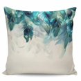 thumbnail image 2 of Teal Feather Throw Pillow Covers, Soft Pillowcases with Invisible Zipper, Farmhouse Feather Art Teal Ombre Decorative Square Pillow Cushion Covers for Living Room Couch Sofa Bed 16x16 Inches, 2 of 8