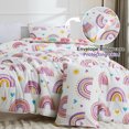 thumbnail image 4 of Btargot 3Pcs Purple Kids Rainbow Twin Comforter Set for Girls Cute Flower Love Heart Quilt Kids Bedding Set Bed-in-a-Bag, 4 of 10