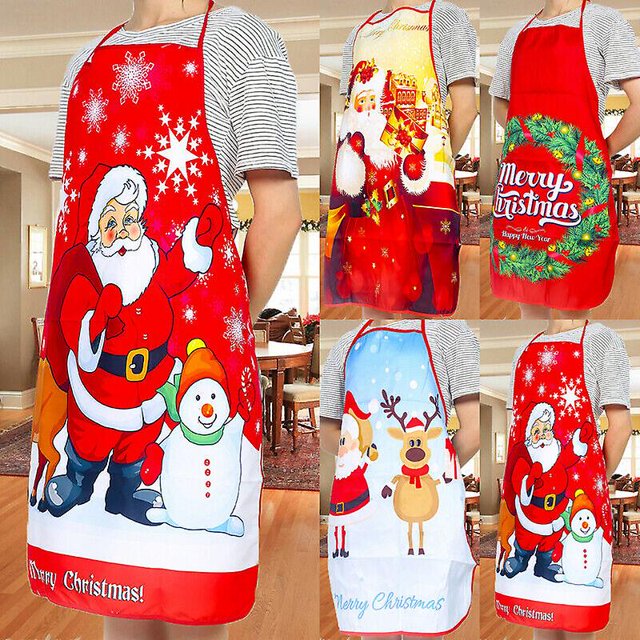 New Santa Claus Apron Christmas Tree Dinner Decoration Men And Women Home Kitchen Cooking Baking Oil-proof Apron